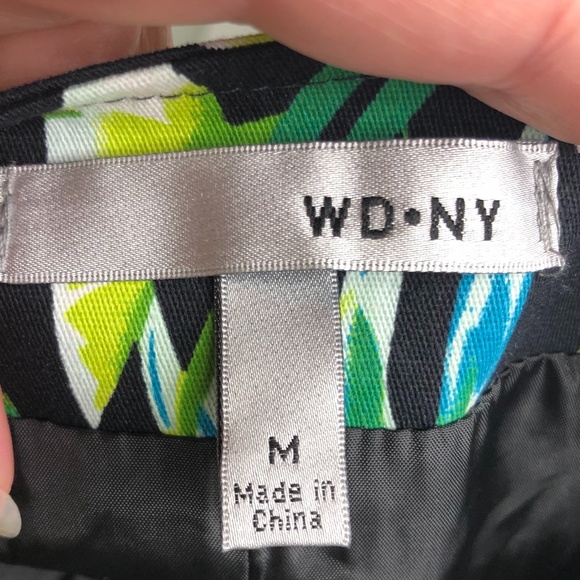 WD.NY Tropical Leaf Moto Jacket Sz. M Black Green - Picture 9 of 12